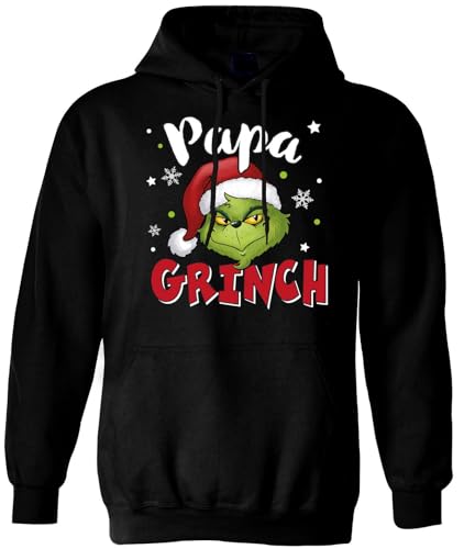 Papa Grinch Pullover - Hoodie, Weihnachtspullover - Geschenk für Männer, Vater für Weihnachten, Heiligabend - Familien Outfit (DE/NL/SE/PL, Alphanumerisch, 4XL, Große Größen, Regular, Schwarz) von Tassenbrennerei