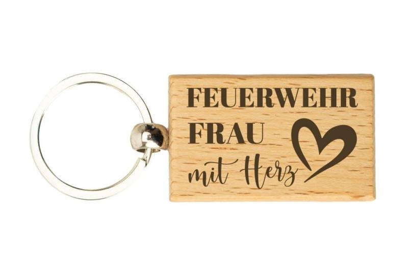 Schlüsselanhänger - Feuerwehrfrau Mit Herz von Tassenbrennerei