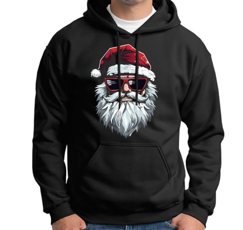 Tassenbrennerei Hoodie - Weihnachtspullover - Cooler Weihnachtsmann Pullover mit Weihnachtsmotiv - für Nikolaus, Weihnachten (DE/NL/SE/PL, Alphanumerisch, L, Regular, Regular, Schwarz) von Tassenbrennerei