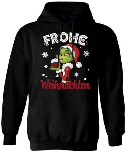 Tassenbrennerei Miss Grinch Pullover Frohe Weihnachten - Weihnachtsmarkt Hoodie, Damen Weihnachtspullover - Geschenk für Frau, Freundin (DE/NL/SE/PL, Alphanumerisch, M, Regular, Regular, Schwarz) von Tassenbrennerei