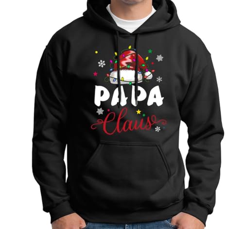 Tassenbrennerei Weihnachtspullover - Papa Claus - Hoodie für Weihnachten für Männer, Herren - Vater - Familien Pullover für Heilig Abend (DE/NL/SE/PL, Alphanumerisch, XXL, Regular, Regular, Schwarz) von Tassenbrennerei