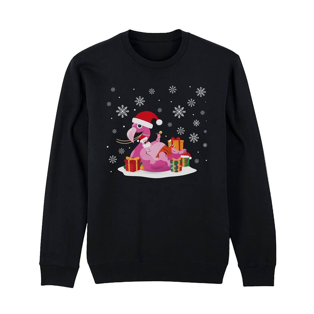Ugly Weihnachtspullover - Weihnachtsmann Flamingo Pullover Weihnachten Mit Spruch Für Herren & Damen Lustig Weihnachtspulli Sweater von Tassenbrennerei