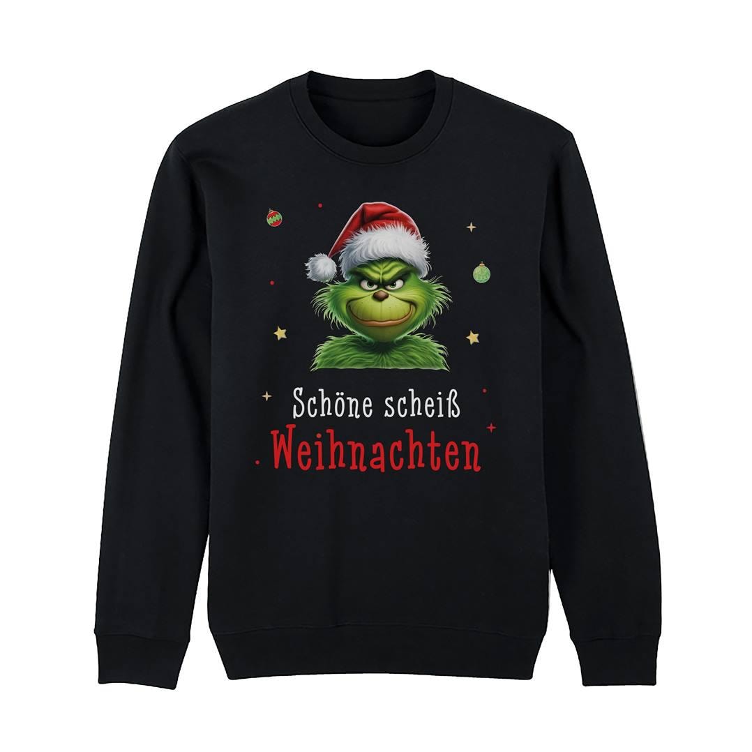 Weihnachtspullover - Grinch Pullover Schöne Scheiß Weihnachten | Cs Weihnachtspulli Herren Damen Ugly Sweater Lustig von Tassenbrennerei