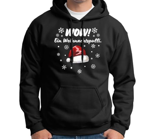 Weihnachtspullover Spruch: Wow! EIN Weihnachtspulli - Pullover, Hoodie lustig Weihnachten - Herren, Damen - Geschenk Männer, Frauen (DE/NL/SE/PL, Alphanumerisch, 4XL, Große Größen, Regular, Schwarz) von Tassenbrennerei