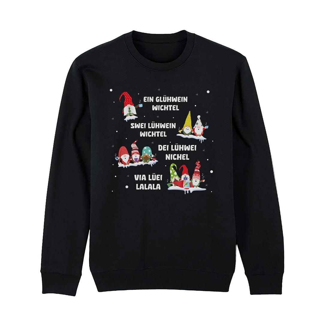 Wichtel Weihnachtspullover - Ein Glühwein, Swei Lühwein, Dei Lühwei, Via Lüei Lalala Pullover Weihnachten Mit Spruch Für Damen Lustig von Tassenbrennerei