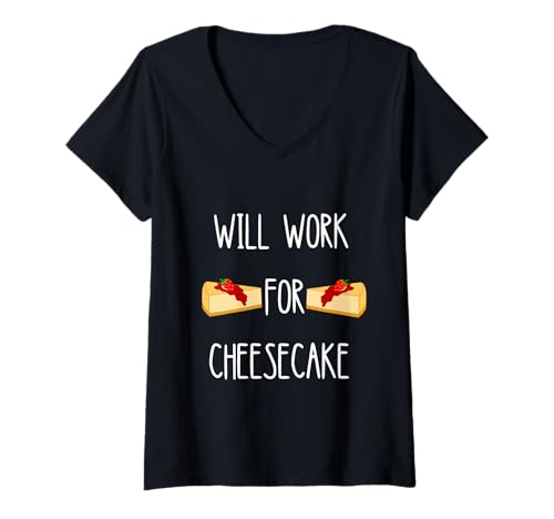 Damen Käsekuchen Süßes Dessert Lebensmittel funktionieren für Käsekuchen T-Shirt mit V-Ausschnitt von Tasty Cheesecake Dessert Confectionery Baker
