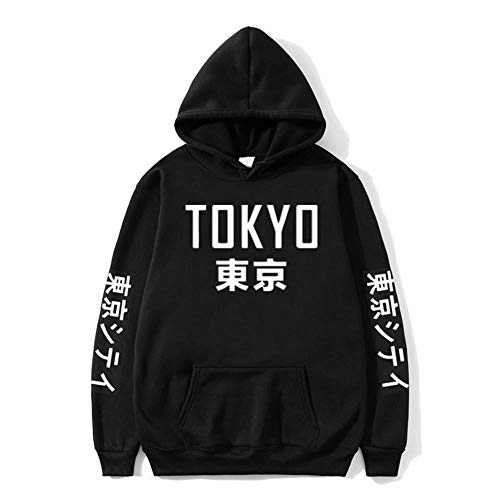 Tasty Life Japan Harajuku Hoodie Herbst Und Winter Männer Und Frauen Gedruckt Sweatshirt Lässig Lose Hip Hop Street Kapuzenpullover(XXL,Black) von Tasty Life