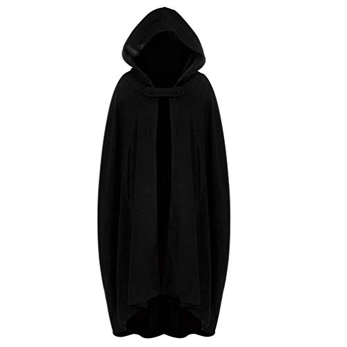 Tasty Life Samt Kapuzenmantel Langen Mantel Halloween-Party Kostüm Mittelalterlichen Kostüm Hexenmantel Schwarzen Mantel Erwachsenes Kind Cosplay Kostüm Mantel(XL,Black) von Tasty Life