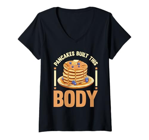 Damen Pfannkuchen bauten diesen Körper - Pfannkuchen T-Shirt mit V-Ausschnitt Damen Pfannkuchen bauten diesen Körper - Pfannkuchen T-Shirt mit V-Ausschnitt von Tasty Pancakes Funny Pancake Maker