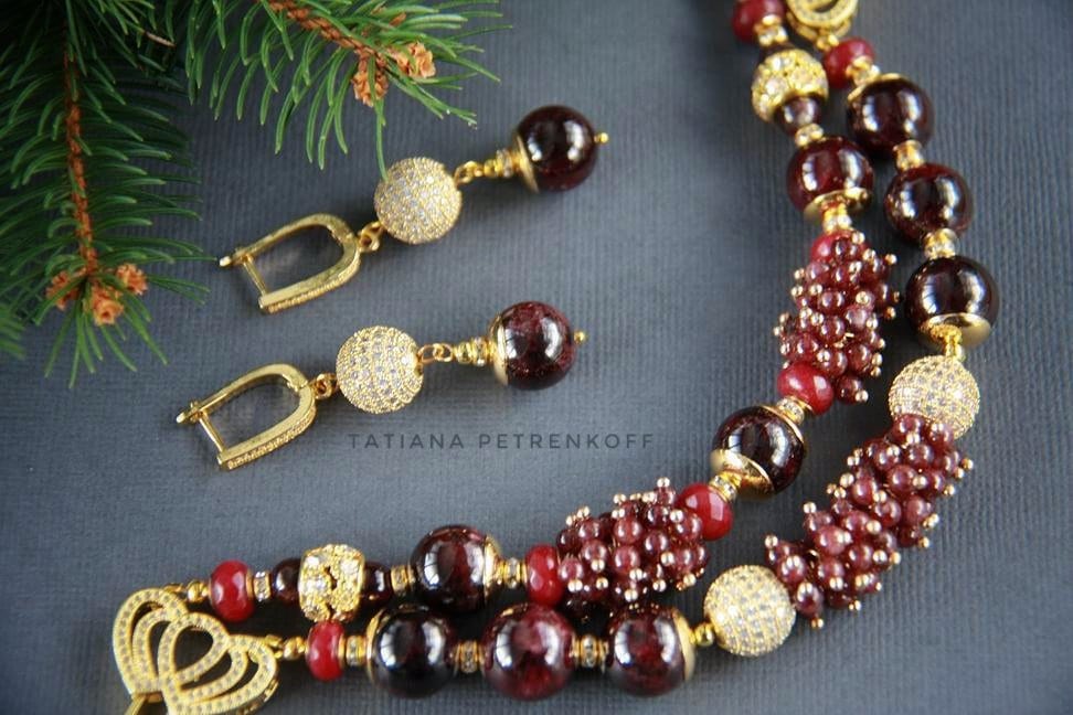 Granat Armband, Natürlicher Granat, Roségold, Perlenarmbänder, Edelsteinarmbänder, Goldarmbänder, Geschenk Für Sie, Granatschmuck von TatPetrenkoffJewelry