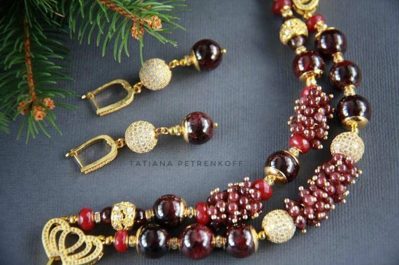 Granat Armband, Natürlicher Granat, Roségold, Perlenarmbänder, Edelsteinarmbänder, Goldarmbänder, Geschenk Für Sie, Granatschmuck von TatPetrenkoffJewelry