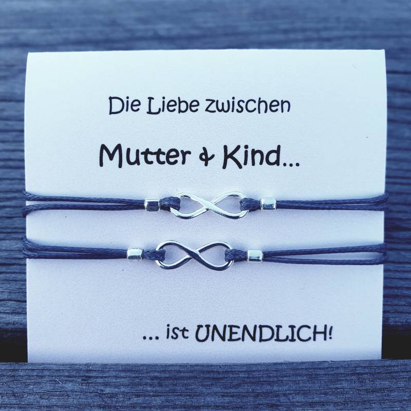Armbänder Mutter Tochter Sohn Unendlichkeit Silber 925 Set Verstellbar Am Klappkärtchen Text, Farbe Und Größe Individualisierbar von TataReenArt