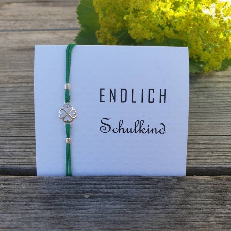 Einschulung Schulkind Armband Silber 925 Set Verstellbar Am Klappkärtchen Text, Farbe Und Größe Individualisierbar von TataReenArt