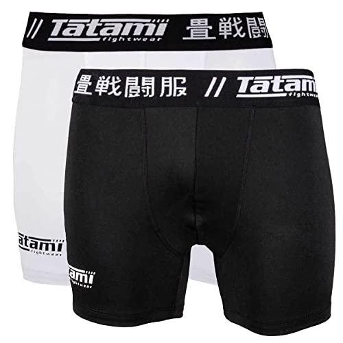 Tatami Fightwear BJJ Grappling Unterwäsche | Herren Atmungsaktive Lycra Kompressions-Boxershorts für Jiu Jitsu, Grappling, MMA und Wrestling | 2er-Pack Herren Slips Schwarz von Tatami Fightwear