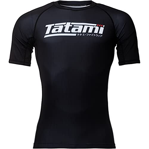 Tatami Fightwear Rashguard Recharge Schwarz Kurzarm - Funktionsshirt für Herren MMA BJJ Grappling Rashguard Fitness Sport Kampfsport(L) von Tatami Fightwear