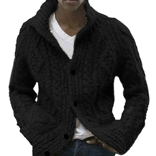 Strickjacken Für Herren,Herren Revers Cardigan Pullover Vintage Argyle Zopfmuster Jacke Mäntel Mit Taschen Warme Langarm Übergangsjacke Knopfverschluss Cardigan Strickwaren Oberbekleidung,Schwarz Strickjacken Für Herren,Herren Revers Cardigan Pullover Vintage Argyle Zopfmuster Jacke Mäntel Mit Taschen Warme Langarm Übergangsjacke Knopfverschluss Cardigan Strickwaren Oberbekleidung,Schwarz von TATBUL