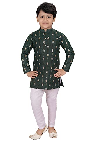 Tathastu Festliches Kurta-Pyjama-Set für Jungen aus Baumwolle, Grün , 3-4 Jahre Tathastu Festliches Kurta-Pyjama-Set für Jungen aus Baumwolle, Grün , 3-4 Jahre von Tathastu
