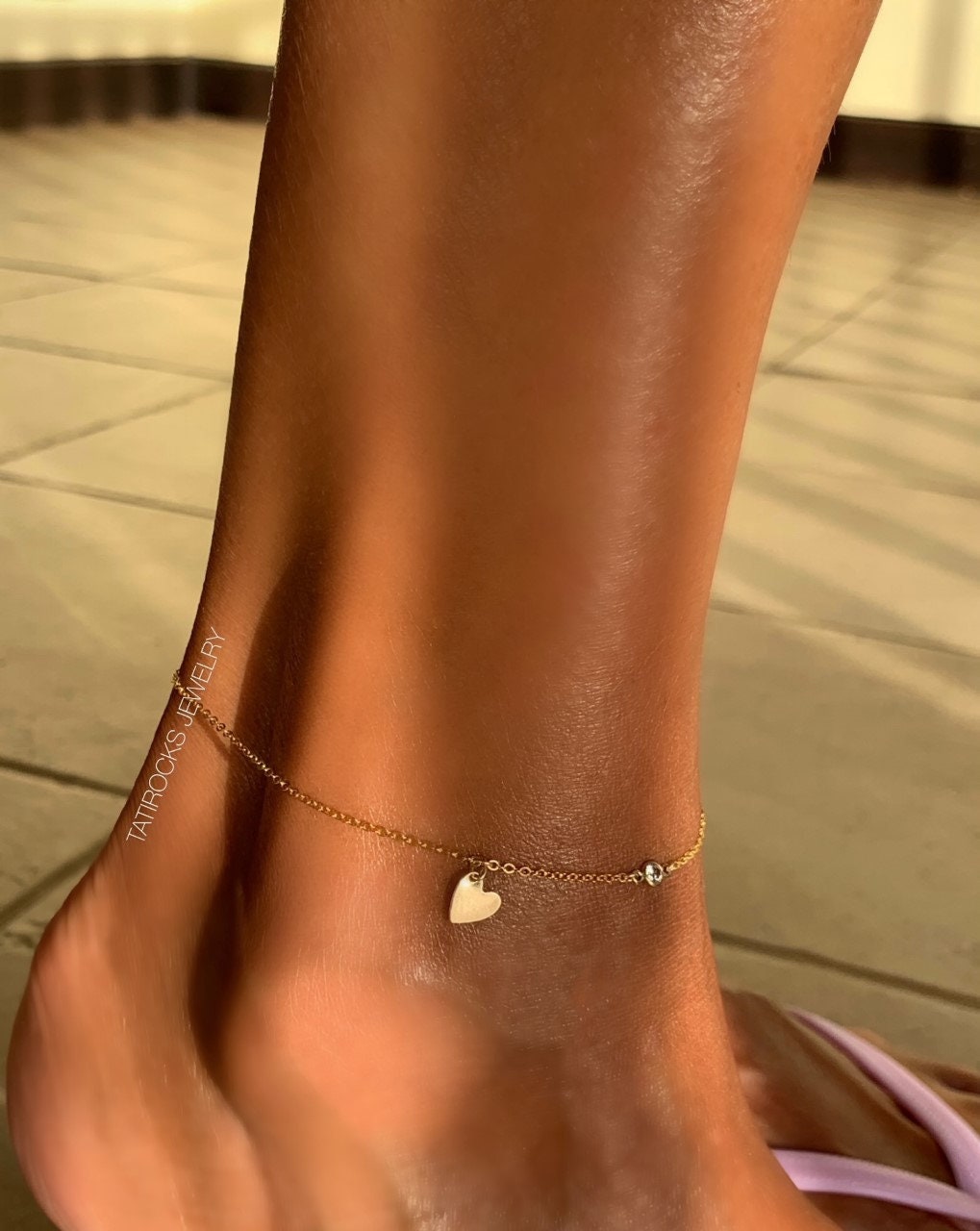 Minnie Herz Fußkettchen, Gold Valentinstag Geschenk, Silber Personalisierten Schmuck, Freundschaftsschmuck Minnie Herz Fußkettchen, Gold Valentinstag Geschenk, Silber Personalisierten Schmuck, Freundschaftsschmuck von TatiRocks