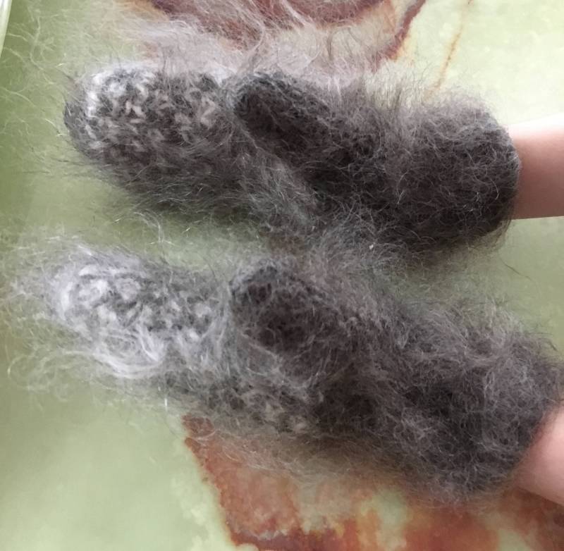Kinder Wolle Kaschmir Ziegen-Daunen-Fäustlinge Grau Grau Gestrickte Handschuhe, Wolle, Ziege Flauschhandschuhe von Tatiana123