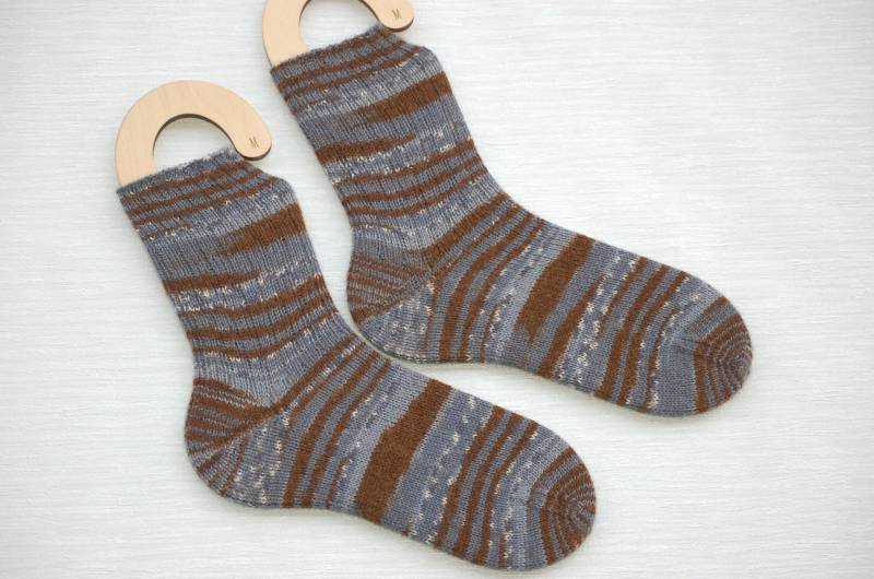 Handgestrickte Wollsocken, Grau, Braun, Eu 42/43 - Us 9-10 Uk 9-9, 5 von TatisHandarbeit