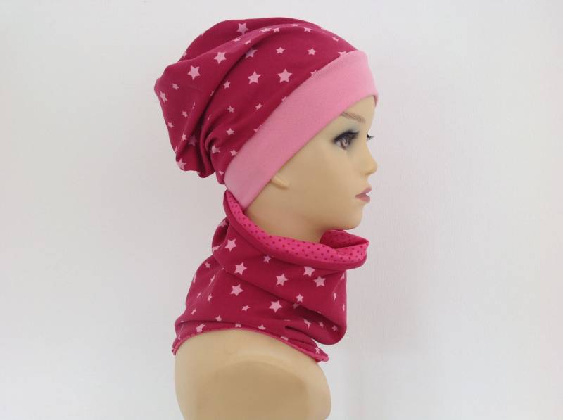 Kinder Mütze , Beanie Loop Für Ku 45-50 cm , Mit Sternen Motiv, Wunsch Größen Möglich von TatisZauberwelt