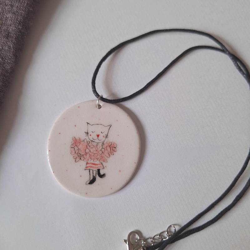 Handbemalter Katzen Anhänger von TatjanaCeramics