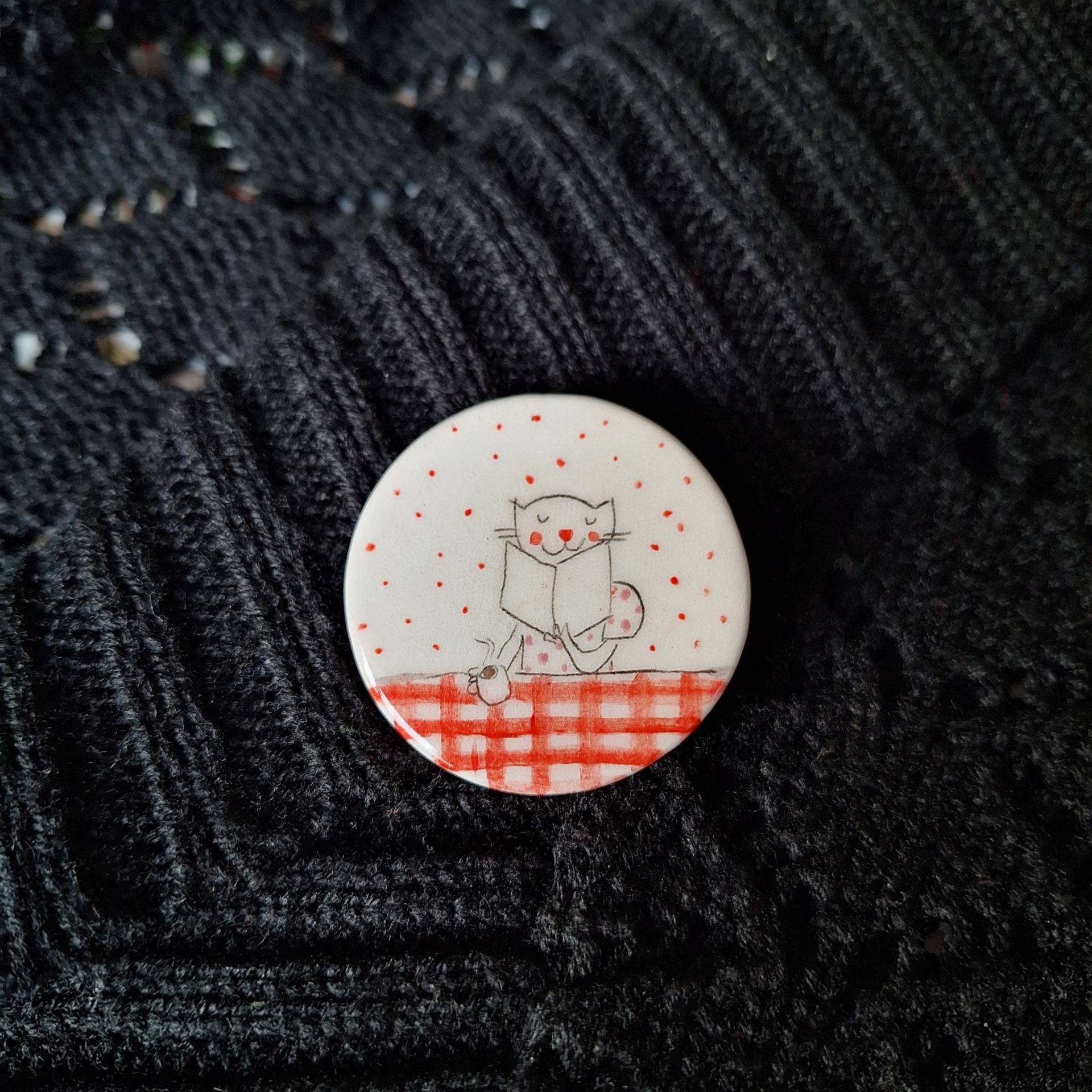 Handbemalte Keramik Katze Brosche Katzenliebhaber Geschenk Handbemalte Keramik Katze Brosche Katzenliebhaber Geschenk von TatjanaCeramics