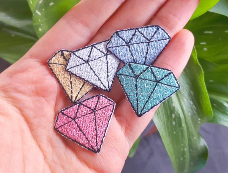 Iron-On Patch Diamant | 5 Farben Glitzernd Glänzend - Winzig Aufbügel Aufbügler Aufnäher Applique Embroidered von TatjanaStickerei