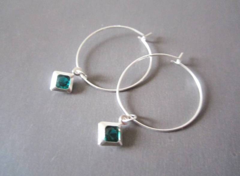 Creolen Aus 925Er Sterling Silber Und Einem Anhänger Mit Kristall Cabochon Ohrschmuck Geschenk Für Sie von TatjanasJewelry