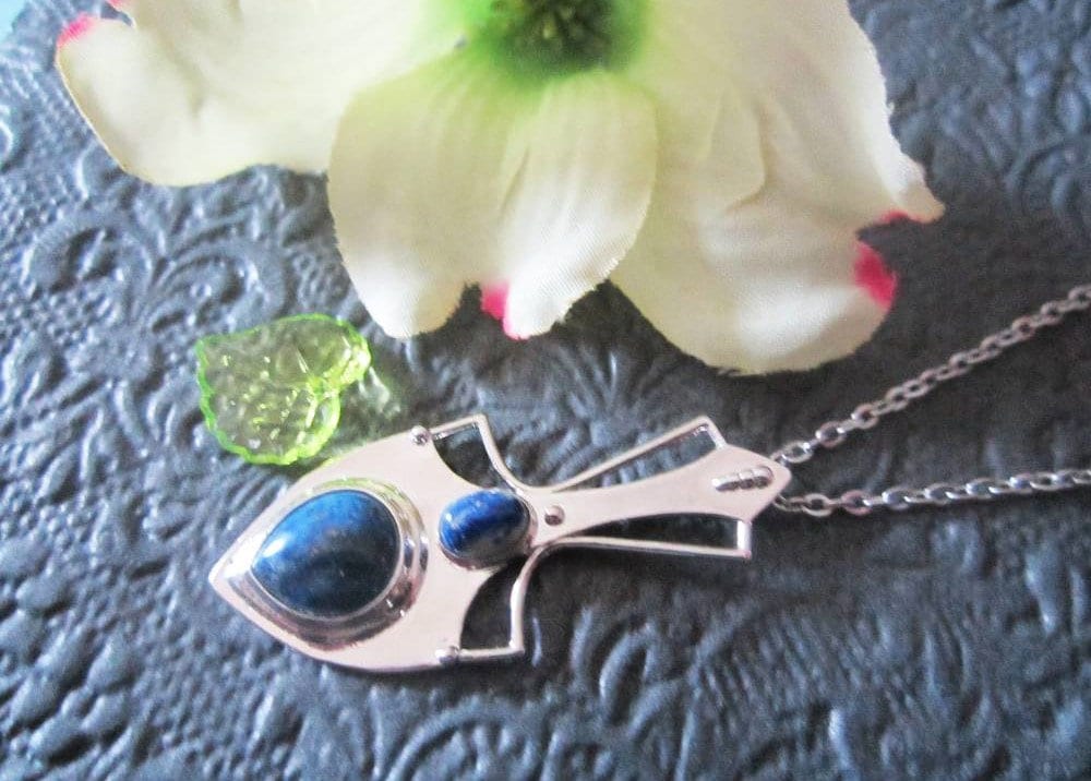 Lapislazuli Anhänger Kette Halskette Edelstein Edelstahlkette Geschenk von TatjanasJewelry