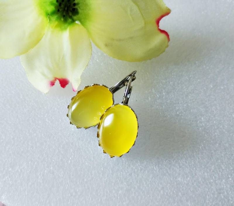 Ohrringe Klappbrisuren Edelstahl Brisuren Mit Ovalem Achat Stein von TatjanasJewelry