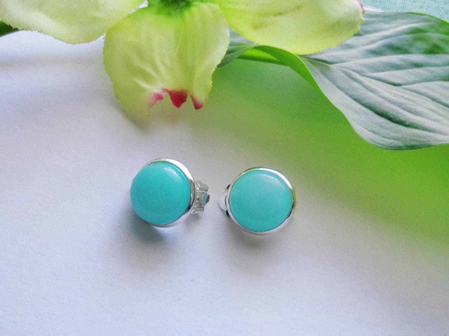 Ohrringe Ohrclips Edelstahl Silber Jade Edelstein von TatjanasJewelry