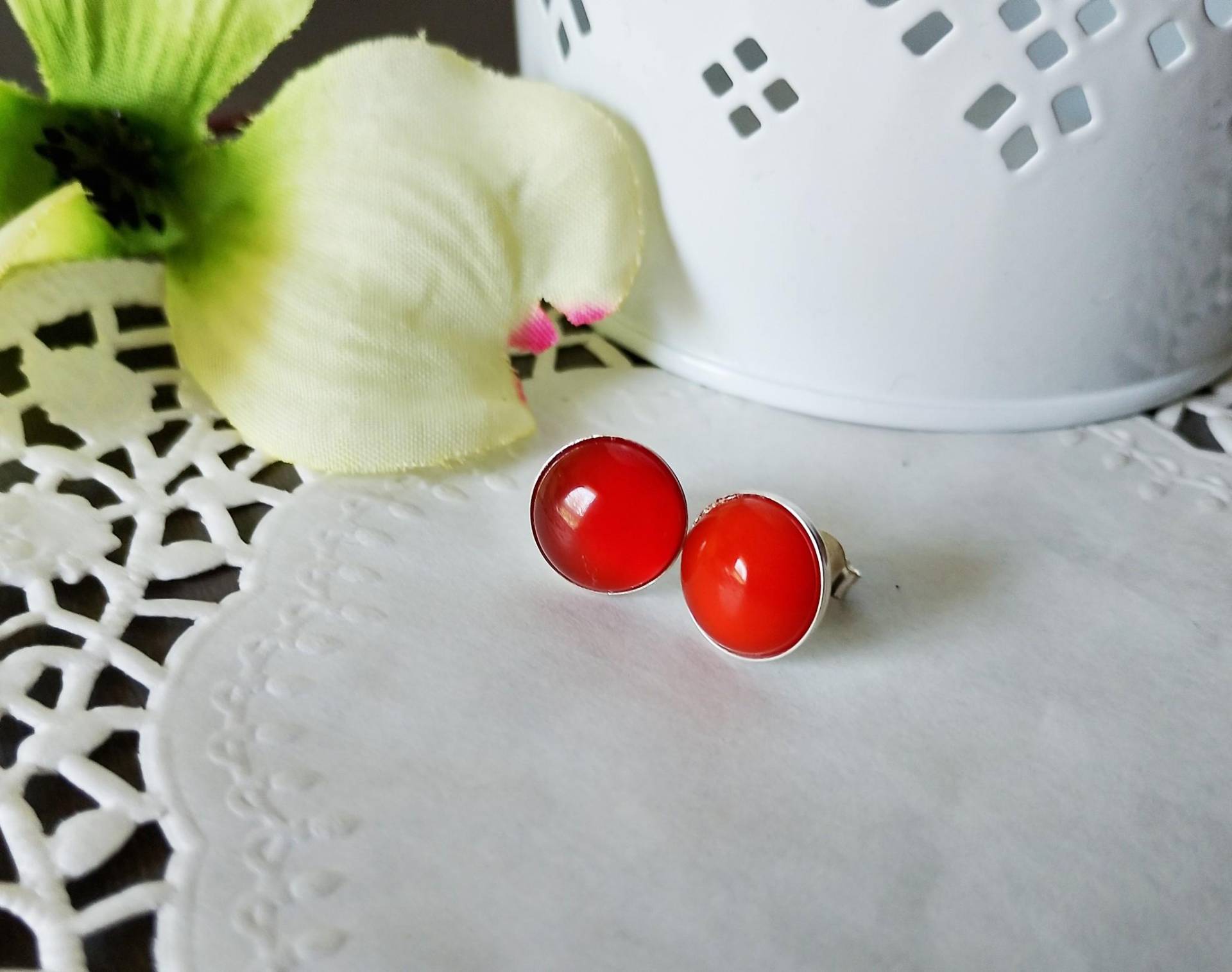 Ohrstecker 925 Silber Mit Natürlichem Karneol Edelstein von TatjanasJewelry