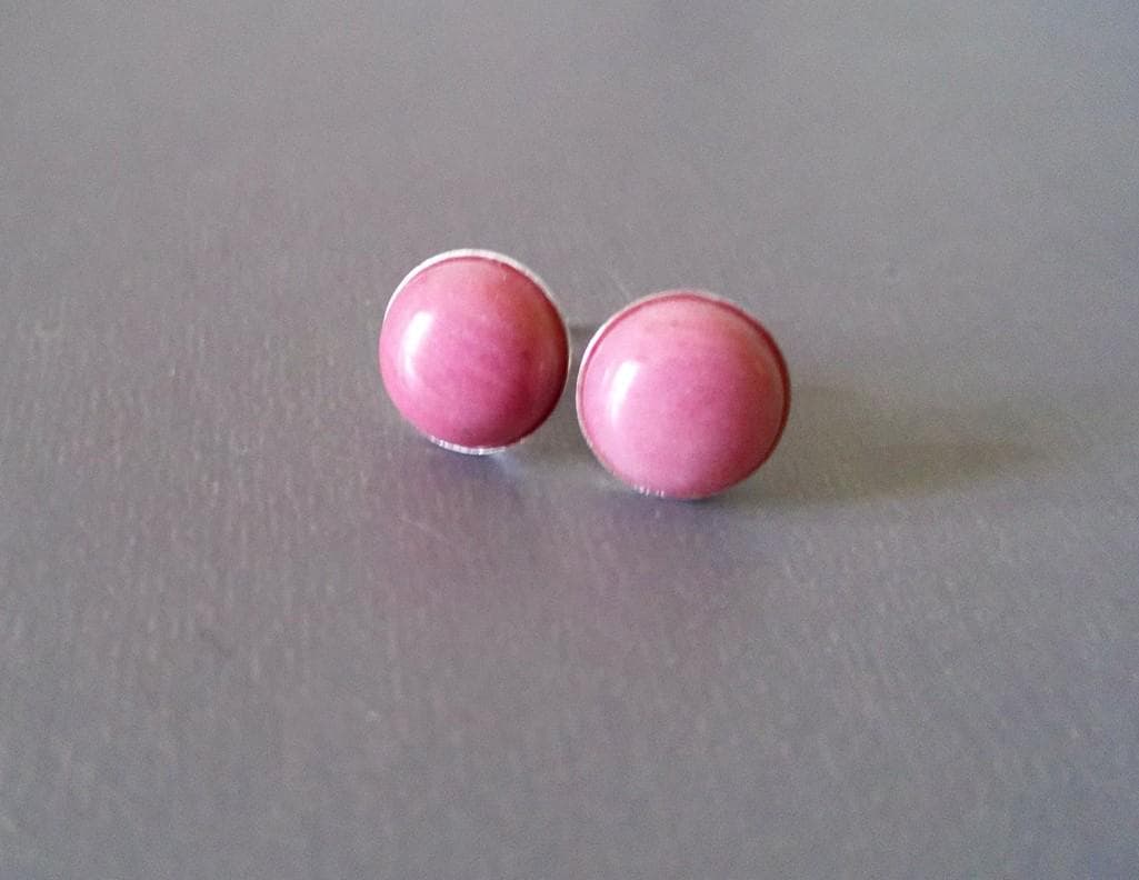 Ohrstecker 925 Sterling Silber Mit Einem Rhodonit Stein von TatjanasJewelry