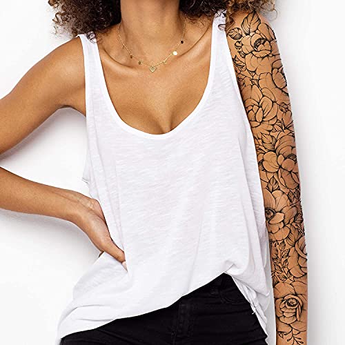Temporäre tattoo-ärmel für frauen aufklebbare blume rose flora blumen erwachsener temporärer tattoo-aufkleber übertragung weiblicher körper kunst realistisch wasserdicht (Flower) von Tatodays