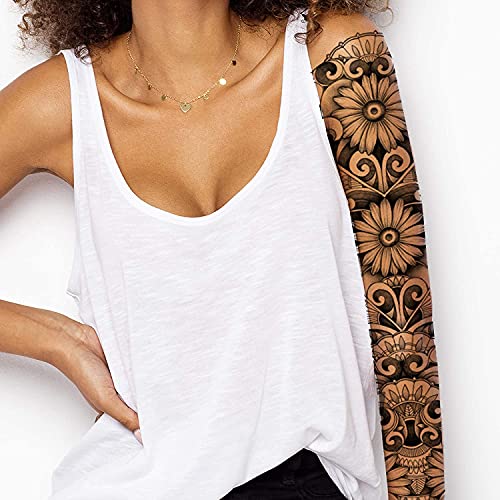 Temporäre tattoo-ärmel für frauen aufklebbare blume rose flora blumen erwachsener temporärer tattoo-aufkleber übertragung weiblicher körper kunst realistisch wasserdicht (Sonnenblumen) von Tatodays