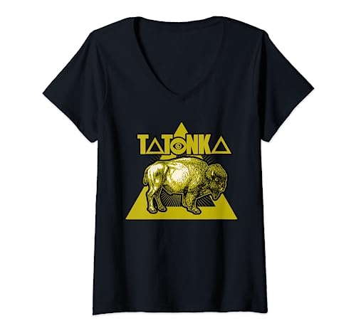Damen Tatonka Bison Yellowstone Park American Buffalo Geschenke im Retro-Look T-Shirt mit V-Ausschnitt Damen Tatonka Bison Yellowstone Park American Buffalo Geschenke im Retro-Look T-Shirt mit V-Ausschnitt von Tatonka Bison Yellowstone Park American Gifts