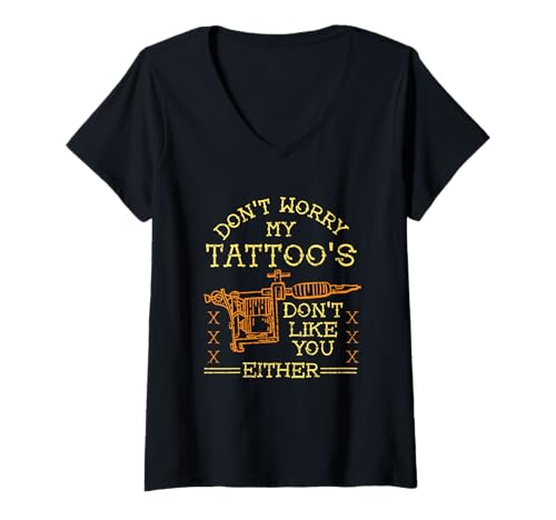Damen Lustige Tattoo-Liebhaber Tätowierer Tätowiermaschine Tätow T-Shirt mit V-Ausschnitt Damen Lustige Tattoo-Liebhaber Tätowierer Tätowiermaschine Tätow T-Shirt mit V-Ausschnitt von Tattoo Dad Tattoo Studio Funny Tattoo Designs