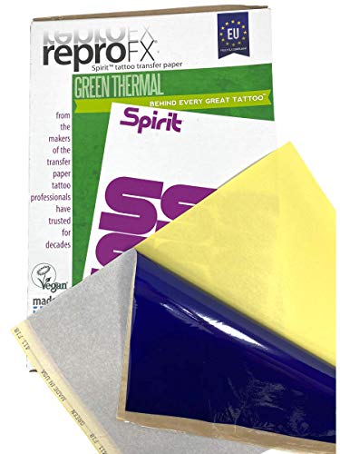 10 Stück THERMO TATTOO Matritzenpapier EU Spirit Green - INKgrafiX® Deutschland - PROFI STUDIO - IG05519 - Stempel Papier Abdruck von Tattoo [INKgrafiX] Piercing