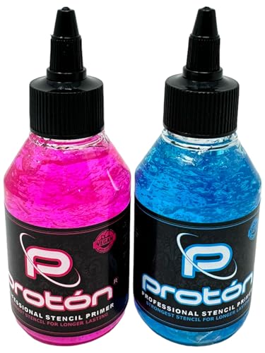 Proton Professional SET Stencil Primer Gel BLUE + PINK - 2x100ml - Abzugsflüssigkeit - Stempel Kleber - Tattoo INKgrafiX® Deutschland - PROFI STUDIO - IG70203 von Tattoo [INKgrafiX] Piercing