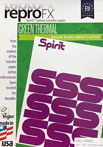 5 Stück THERMO TATTOO Matritzenpapier EU Spirit Green - INKgrafiX® Deutschland - PROFI STUDIO - IG05502 - Stempel Papier Abdruck von Tattoo [INKgrafiX] Piercing