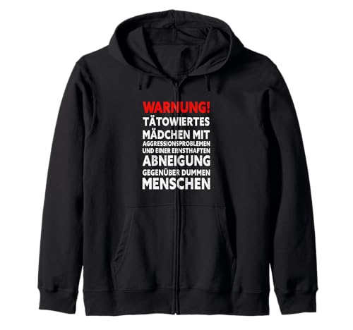 Tätowierte Mädchen Tattoo Dumme Menschen Abneigung Kapuzenjacke Tätowierte Mädchen Tattoo Dumme Menschen Abneigung Kapuzenjacke von Tattoo Mädchen Sarkasmus Ich Hasse Menschen Design