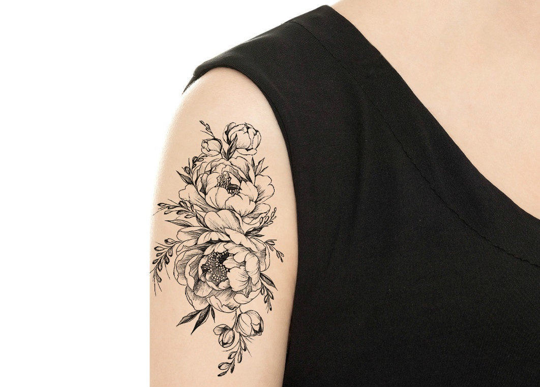 Temporäres Tattoo - Vintage Rose/Pfingstrose Tattoo Verschiedene Muster Flash Temporäres Tattoo - Vintage Rose/Pfingstrose Tattoo Verschiedene Muster Flash von TattooNbeyond