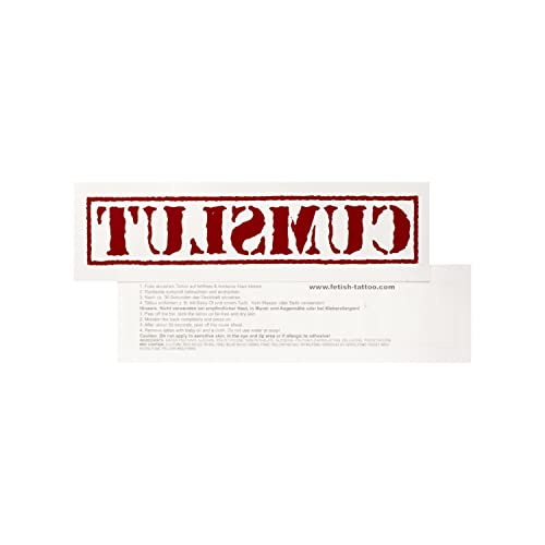 1 x Cumslut Stempel Tattoo - Schriftzug in rot - Kinky Fetish Temporary Tattoo (1) von Tattoodrucker