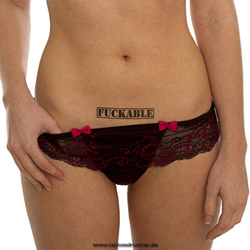 1 x Fuckable Stempel Tattoo - schwarzer Schriftzug klein - Sexy Kinky Fetisch Tattoo (1) von Tattoodrucker
