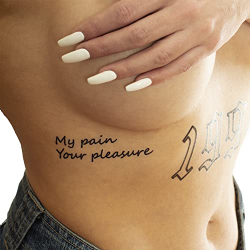 2 x Pleasure Pain Tattookarte - Schriftzüge in schwarz und rot - Kinky Fetish Temporary Tattoo (2) von Tattoodrucker