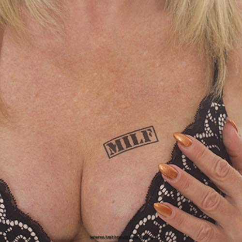 5 x Milf Stempel Tattoo - schwarzer Schriftzug klein - Sexy Kinky Fetisch Temporary Tattoo (5) von Tattoodrucker
