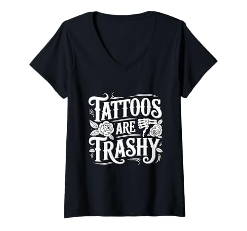 Damen Tattoos sind trashiges Anti-Tattoo T-Shirt mit V-Ausschnitt Damen Tattoos sind trashiges Anti-Tattoo T-Shirt mit V-Ausschnitt von Tattoos Are Trashy Tattoo Critic