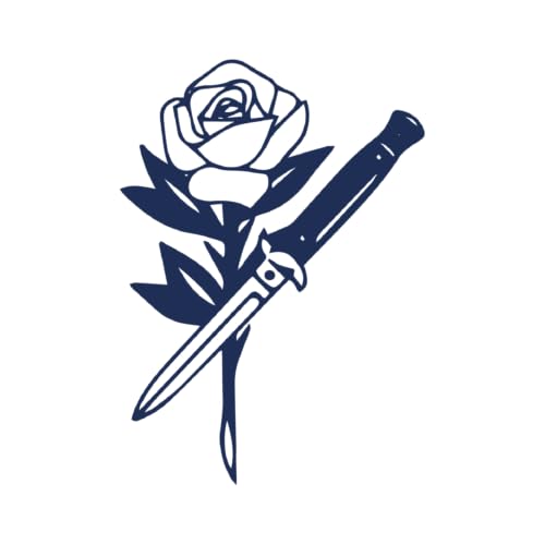 Tattwo.me – Temporäre Tattoos für Erwachsene und Kinder, hält 2 Wochen, wasserfest – Rose und Messer – Pflanzliche Tinte – EU-Kosmetik-Zertifikat – (M0096) von Tattwo.me