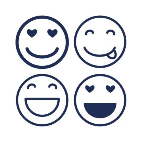 Tattwo.me – Temporäre Tattoos für Erwachsene und Kinder, hält 2 Wochen, wasserfest – 4 Emojis (zum Ausschneiden) – Pflanzliche Tinte – EU-Kosmetik-Zertifikat – (P0887) von Tattwo.me